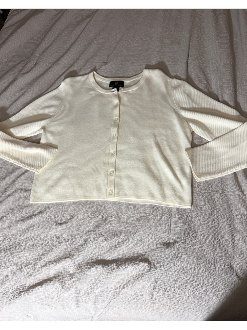 House of Harlow 1960 Cream Ribbed Button-Front Cardigan
